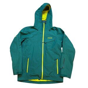 Patagonia Mens Green Yellow Powder Bowl Jacket Recco Medium Goretex